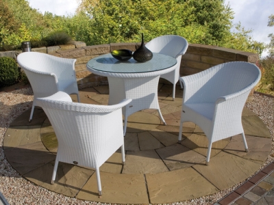 Zebra Gartenm&ouml;bel-Set Hastings wei&szlig; Tisch 110cm Durchmesser