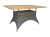 Zebra Status Tisch Grau-Schwarz 140x90cm mit Teakholz-Tischplatte