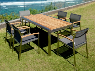 Zebra Gartenm&ouml;bel-Set Kubex 170-280x90cm und Setax Edelstahl Sessel midnight grey