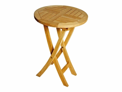 Zebra Poker Tisch rund Durchmesser 50cm, H&ouml;he 74cm aus Teakholz klappbar