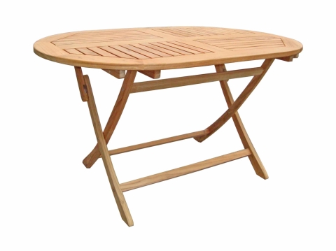 Zebra Poker Tisch oval 140x90x74cm aus Teakholz klappbar