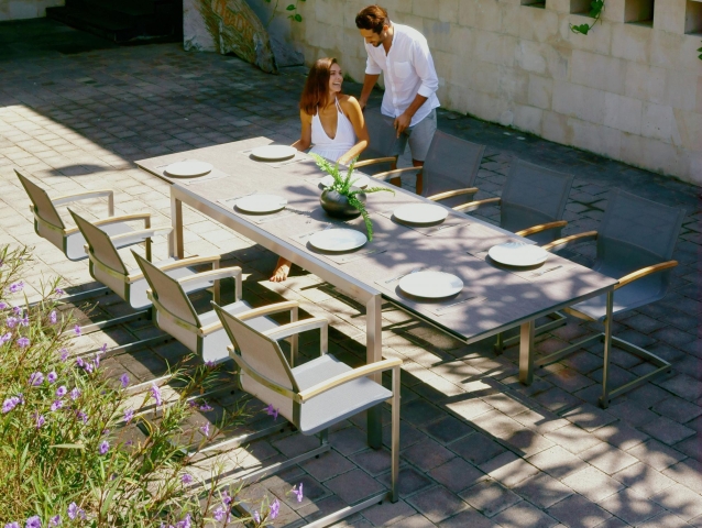 Zebra Gartenm�bel-Set Kubex HPL 190-300x100cm - Setax Swing midnight grey