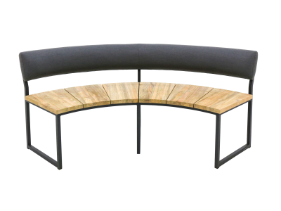 Zebra Onyx Viertel-Bank mit Rückenlehne, Alu - turmalin grey aus recyceltem Teak