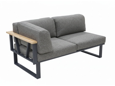 Zebra Belvedere Lounge 2-Sitzer- Set, Armlehne links - inkl. Kissen Tuva tweed grey