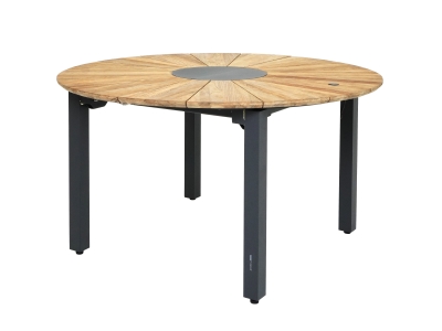 Zebra Catax Ausziehtisch graphit aus recyceltem Teak 135x135-185cm