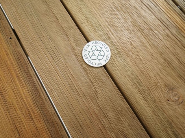 Zebra Derex Tischplatte 100x220cm aus recyceltem Teakholz