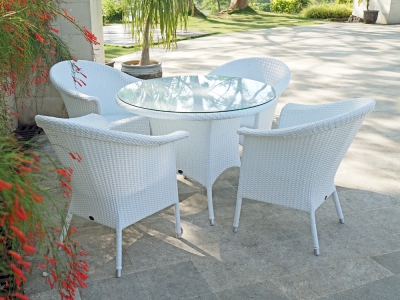 Zebra Hastings Gartenm&ouml;bel-Set 1 Rundgeflecht snow white